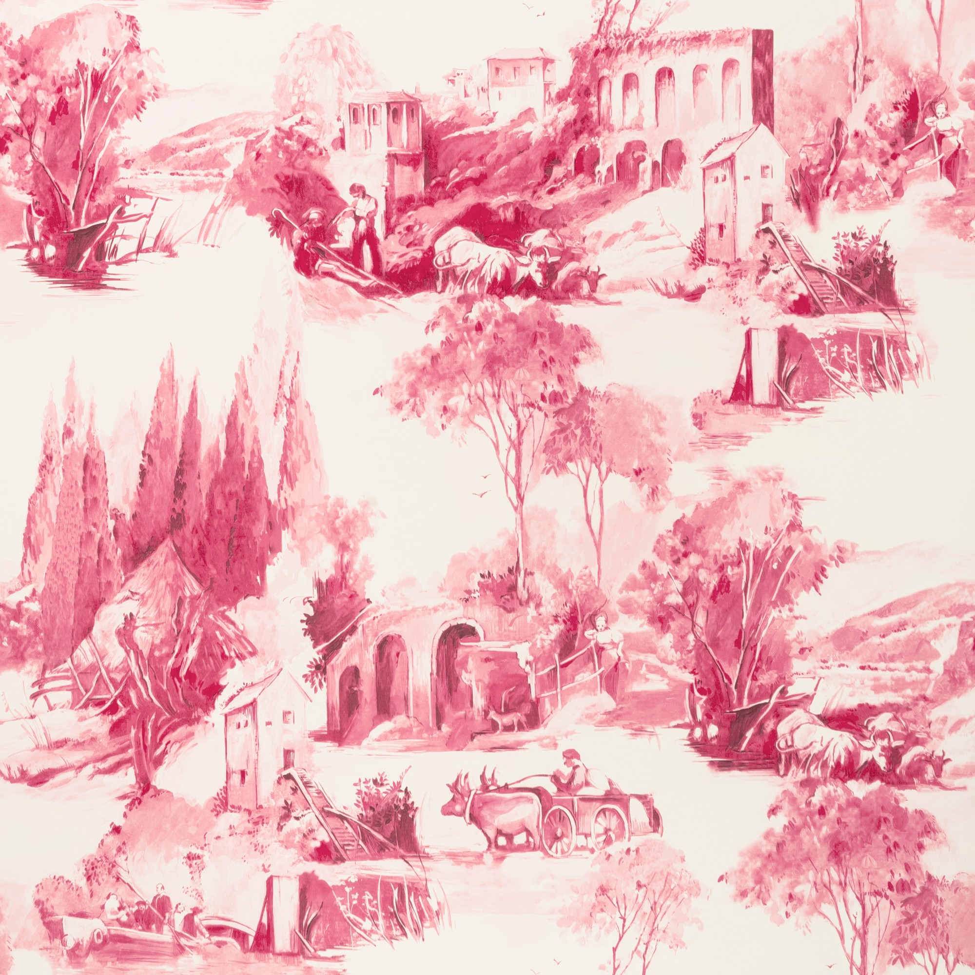 Anastacia Wallpaper W0080 07 By Clarke And Clarke In Raspberry Red